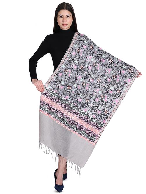 jacquard work wool shawl - 17493004 - Very Small Image - 1