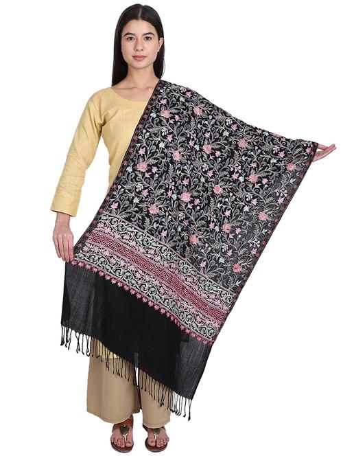 jacquard work wool shawl - 17493005 - Very Small Image - 1