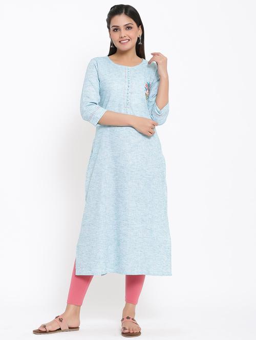 embroidered straight kurta - 17493029 - Very Small Image - 1