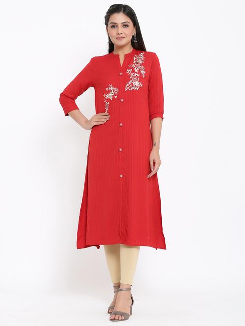 embroidered straight kurta - 17493031 - Very Small Image - 1