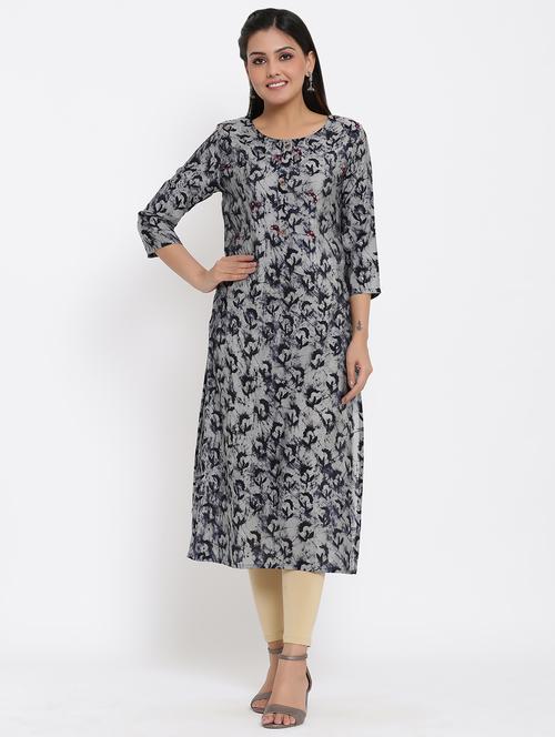 printed straight kurta - 17493034 - Very Small Image - 1