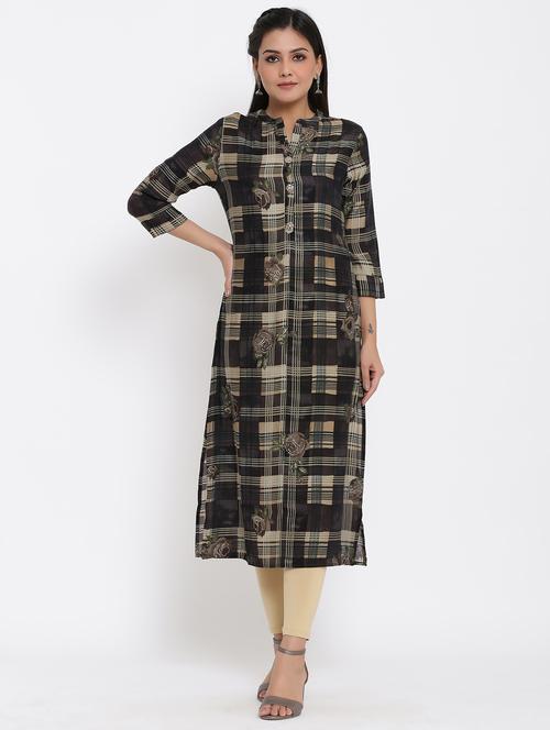 checkered straight kurta - 17493035 - Very Small Image - 1