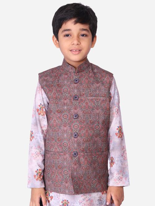 purple cotton nehru jacket - 17493114 - Very Small Image - 1