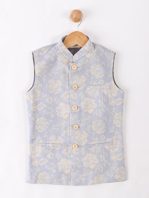 silver polyester nehru jacket - 17493141 - Very Small Image - 1