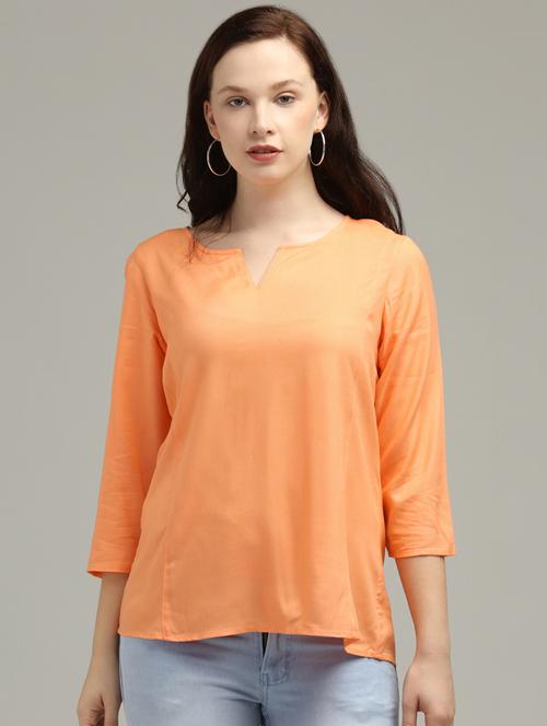 notch neck solid top - 17493240 - Very Small Image - 1
