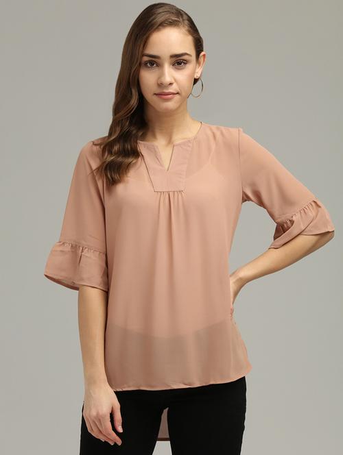 notch neck solid top - 17493250 - Very Small Image - 1