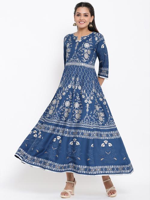 printed anarkali ethnic dress - 17494149 - Very Small Image - 1