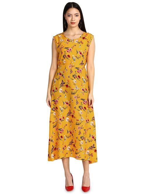 round neck floral a-line dress - 17494193 - Very Small Image - 1