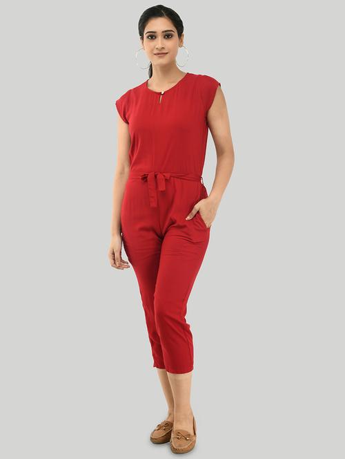 tie front full leg jumpsuit - 17494207 - Very Small Image - 1