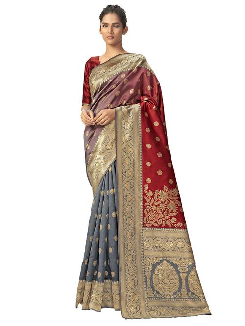 jacquard work paithani saree with blouse - 17494934 - Very Small Image - 1