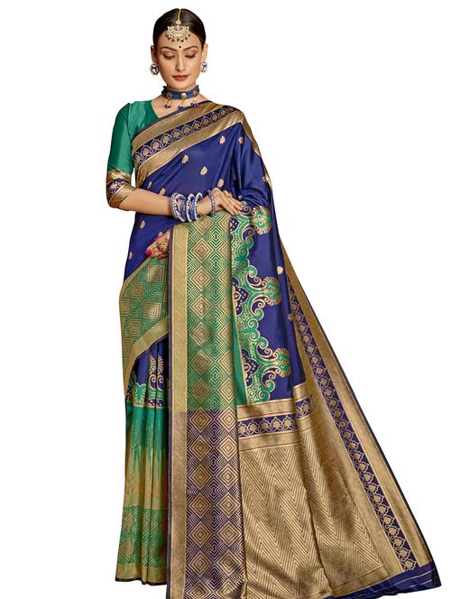 jacquard work paithani saree with blouse - 17494937 - Very Small Image - 1