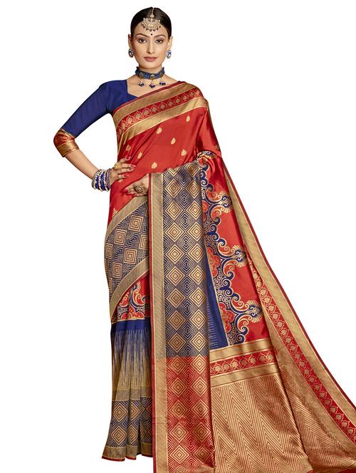 jacquard work kanjivaram saree with blouse - 17494938 - Very Small Image - 1