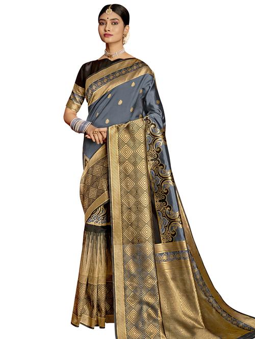 jacquard work kanjivaram saree - 17494939 - Very Small Image - 1