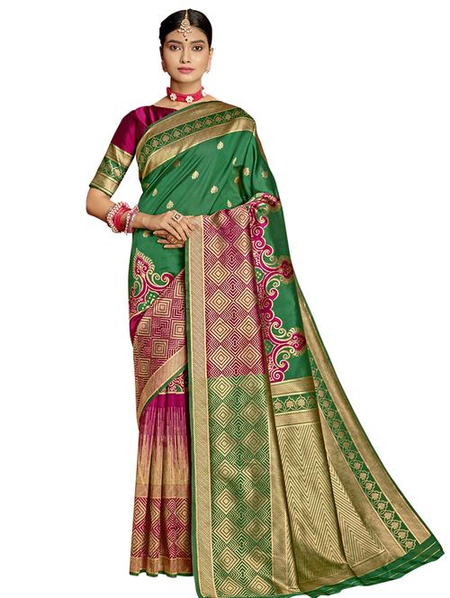 jacquard work kanjivaram saree with blouse - 17494941 - Very Small Image - 1