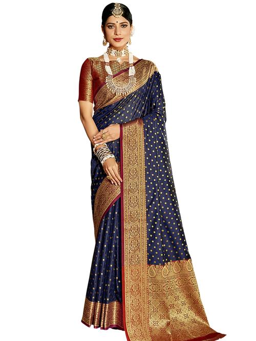 jacquard work paithani saree with blouse - 17494954 - Very Small Image - 1