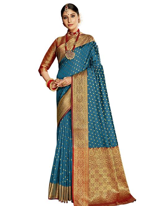 jacquard work paithani saree with blouse - 17494956 - Very Small Image - 1
