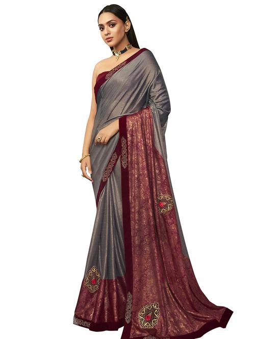foil printed saree with blouse - 17494989 - Very Small Image - 1