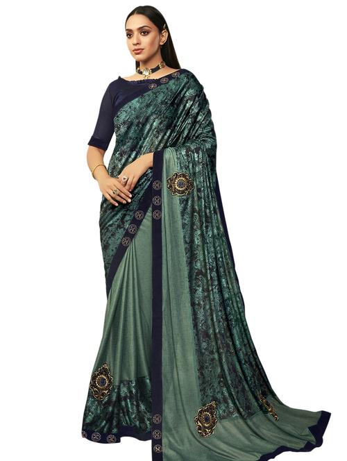 foil printed saree with blouse - 17494990 - Very Small Image - 1