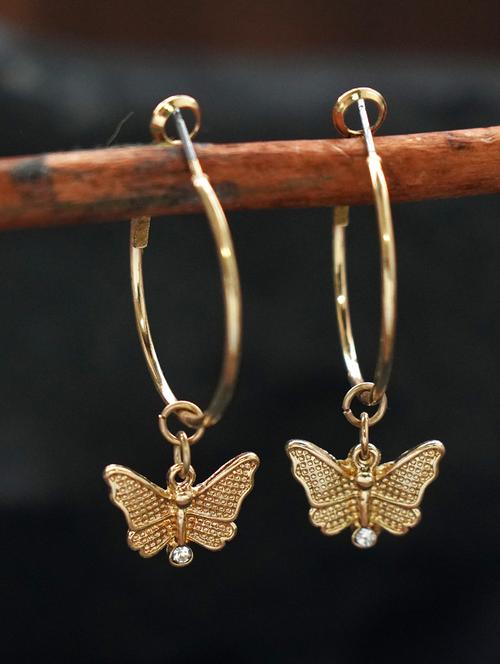 gold metal hoop earring - 17495200 - Very Small Image - 1
