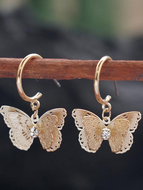 gold metal drop earring - 17495204 - Very Small Image - 1