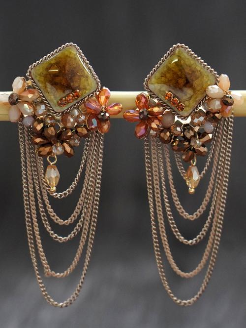 yellow crystal drop earring - 17495207 - Very Small Image - 1