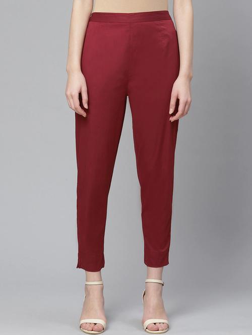 red cotton straight tapered pant - 17495667 - Very Small Image - 1