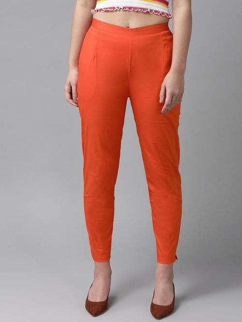 orange cotton straight tapered pant - 17495668 - Very Small Image - 1