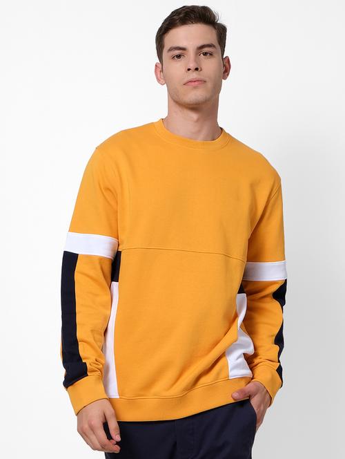 orange color block cut & sew sweatshirt - 17496111 - Very Small Image - 1