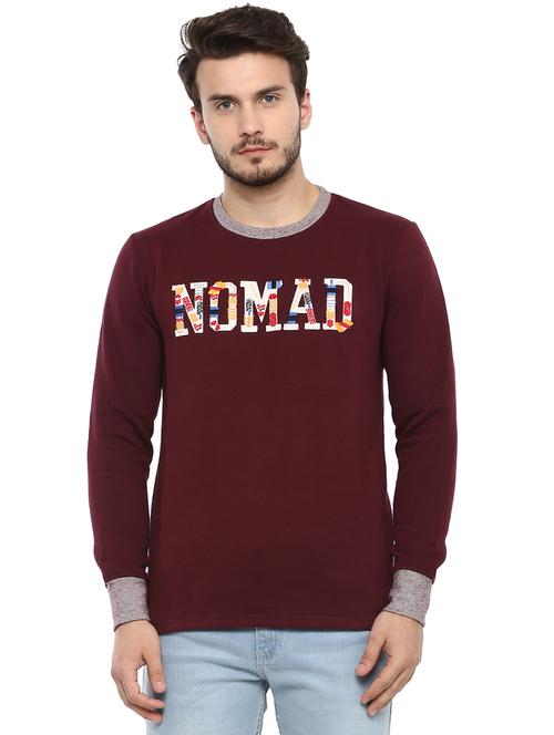 maroon chest print t-shirt - 17496115 - Very Small Image - 1