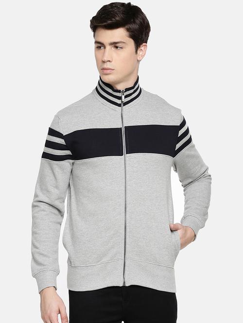 grey color block cut & sew sweatshirt - 17496116 - Very Small Image - 1