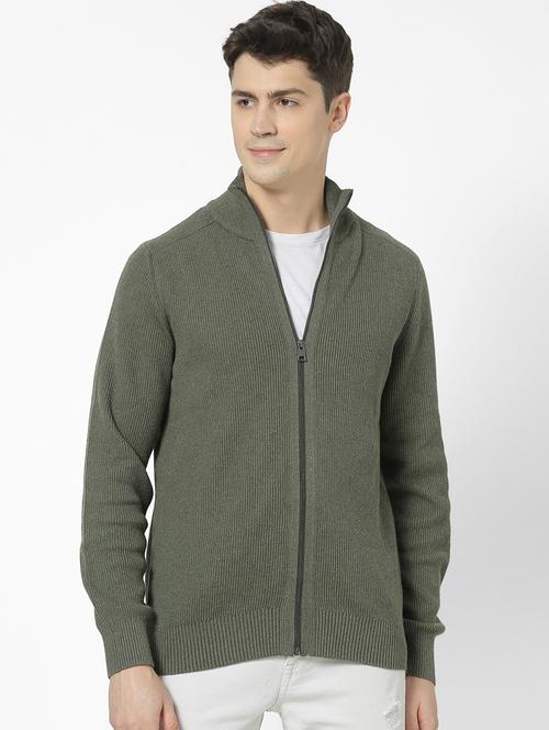 olive green solid cardigan - 17496640 - Very Small Image - 1