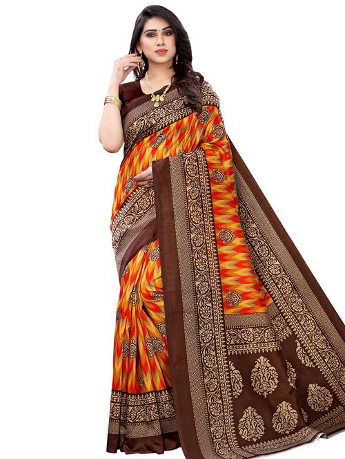 ikat printed saree with blouse - 17496680 - Very Small Image - 1