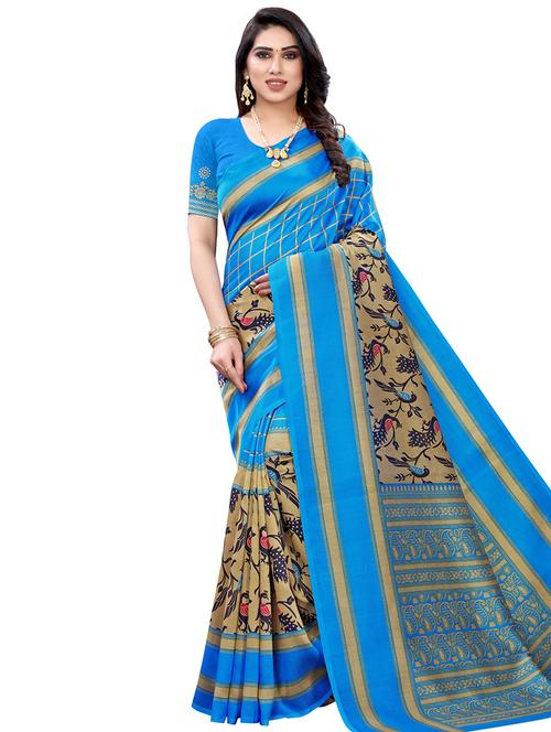 checkered printed saree with blouse - 17496684 - Very Small Image - 1