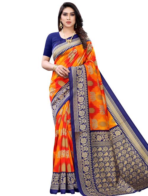 ikat printed saree with blouse - 17496686 - Very Small Image - 1
