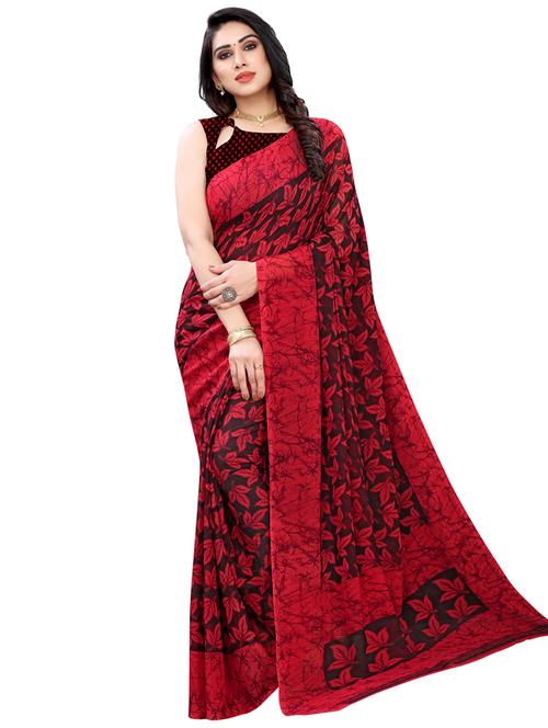floral printed saree with blouse - 17496714 - Very Small Image - 1
