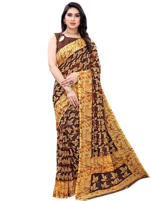 floral printed saree with blouse - 17496716 - Very Small Image - 1