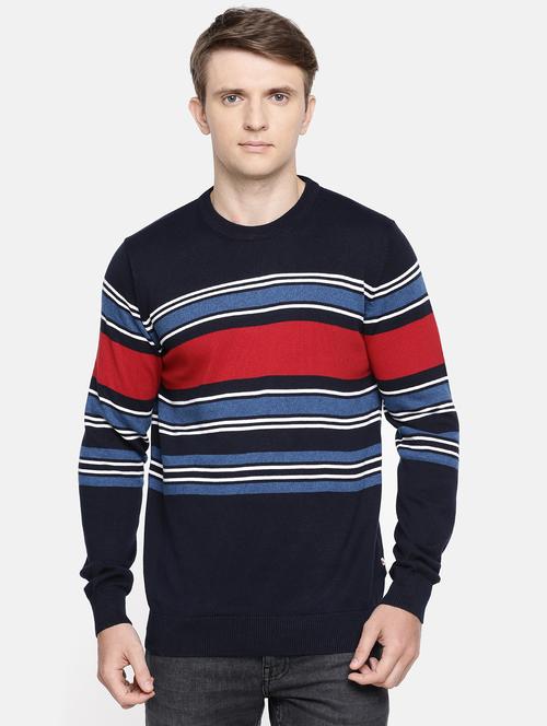 navy blue color block pullover - 17496734 - Very Small Image - 1