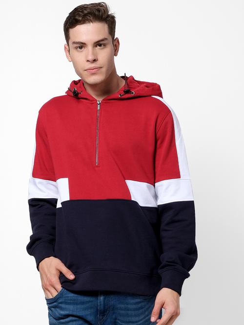 navy blue color block cut & sew sweatshirt - 17496772 - Very Small Image - 1