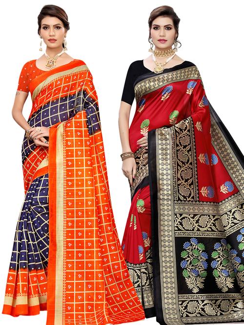 set of 2pcs combos saree with blouse - 17496808 - Very Small Image - 1