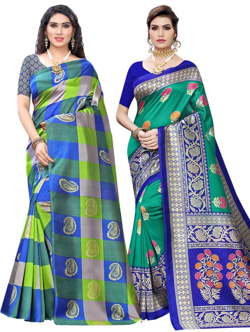 set of 2pcs combos saree with blouse - 17496835 - Very Small Image - 1