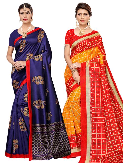 set of 2pcs combos saree with blouse - 17496854 - Very Small Image - 1