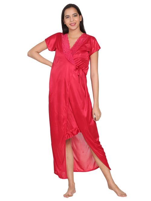lace detail babydoll with robe set - 17497169 - Very Small Image - 1
