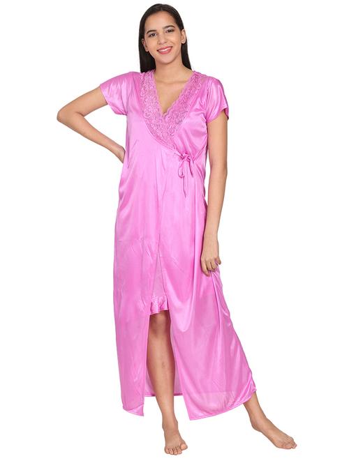 lace detail babydoll with robe set - 17497172 - Very Small Image - 1