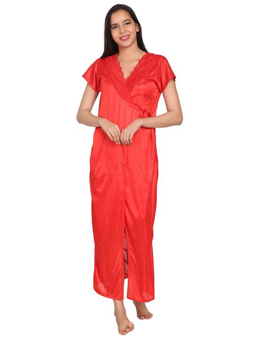 lace detail babydoll with robe set - 17497174 - Very Small Image - 1