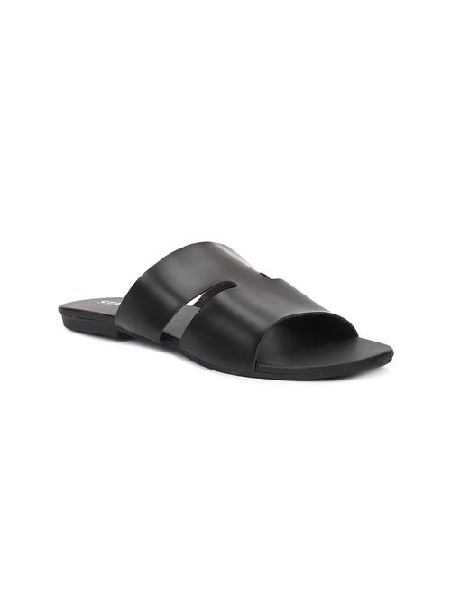 black leatherette slip on sandals - 17498693 - Very Small Image - 1