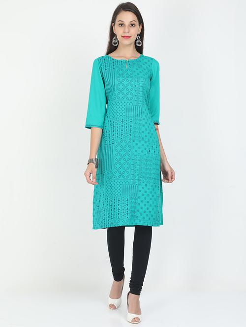 printed straight kurta - 17499302 - Very Small Image - 1