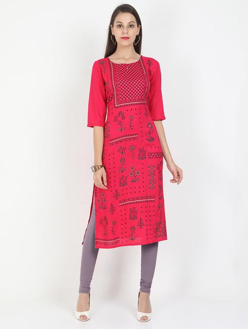 printed straight kurta - 17499317 - Very Small Image - 1