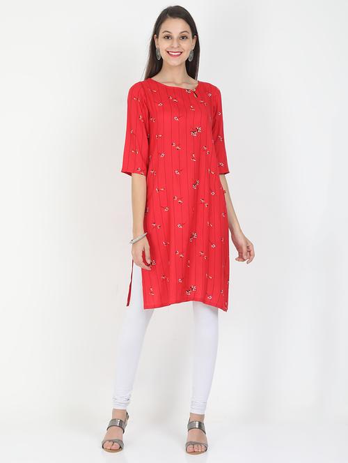printed straight kurta - 17499325 - Very Small Image - 1
