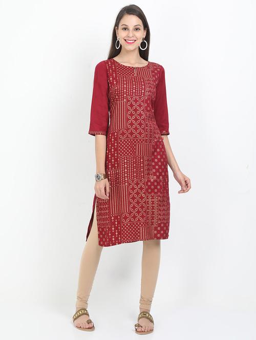printed straight kurta - 17499386 - Very Small Image - 1