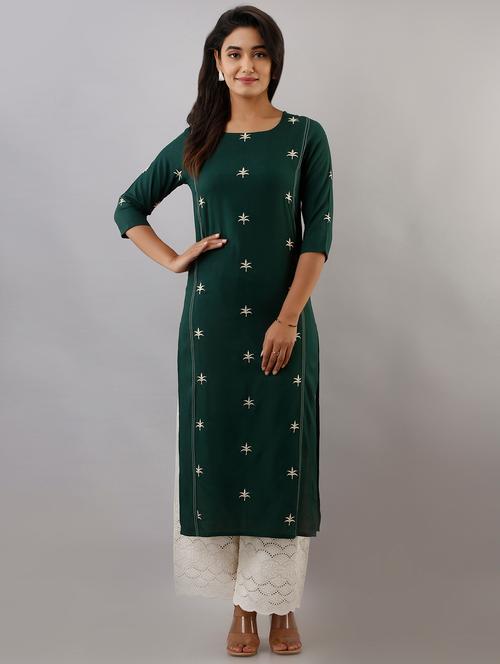embroidered straight kurta - 17499436 - Very Small Image - 1